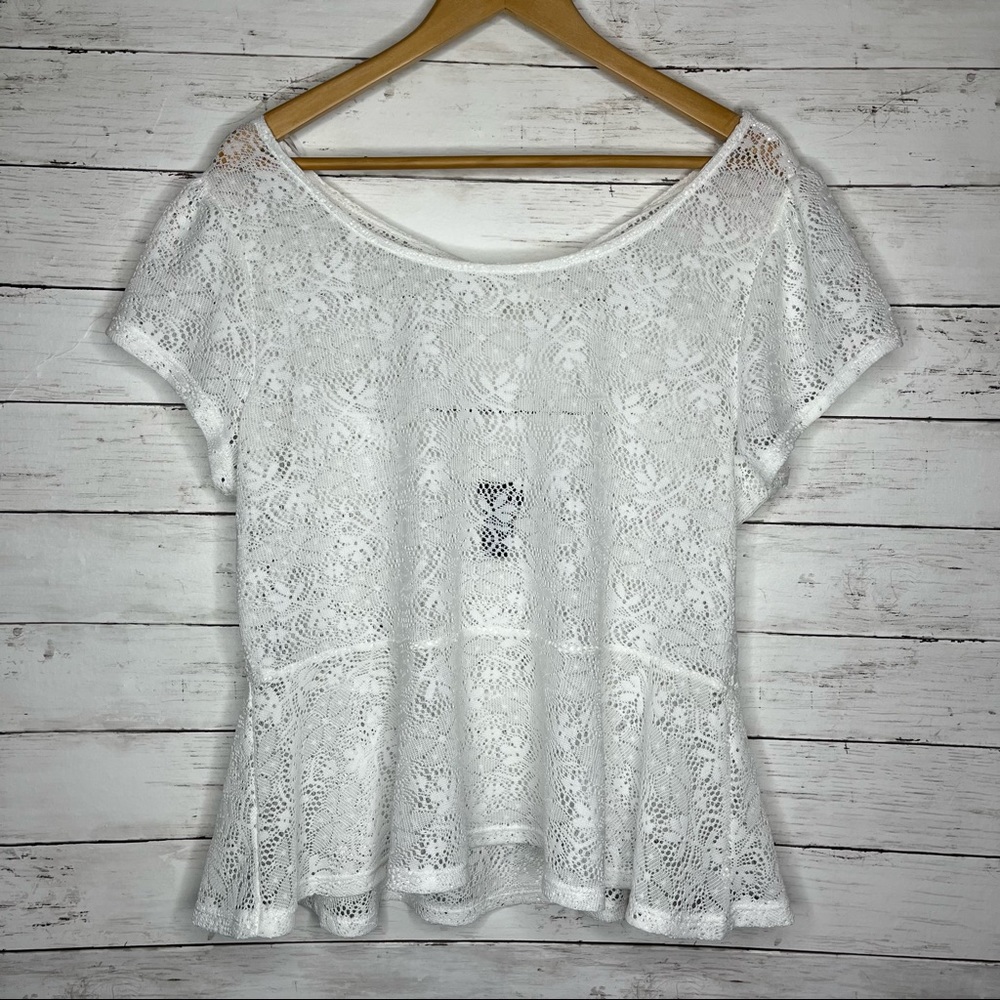 Torrid sheer lace peplum top